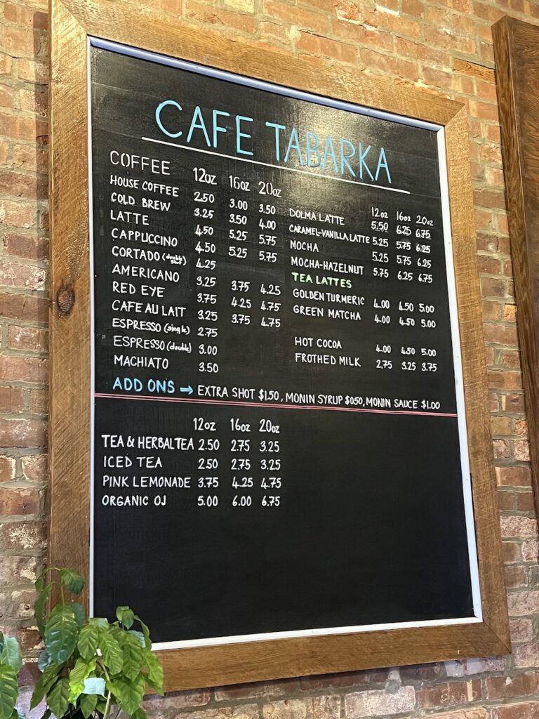 Cafe Tabarka menu